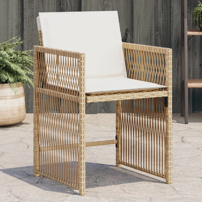 Garden Chairs with Cushions 4 pcs Beige Poly Rattan