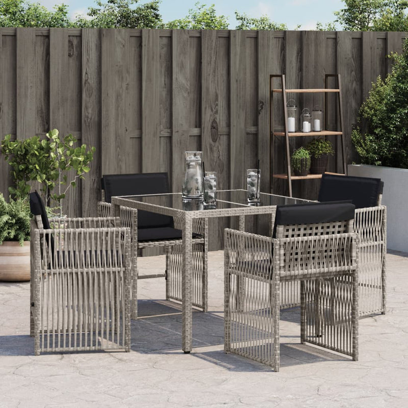 Garden Chairs with Cushions 4 pcs Light Grey Poly Rattan