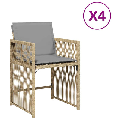 Garden Chairs with Cushions 4 pcs Mix Beige Poly Rattan