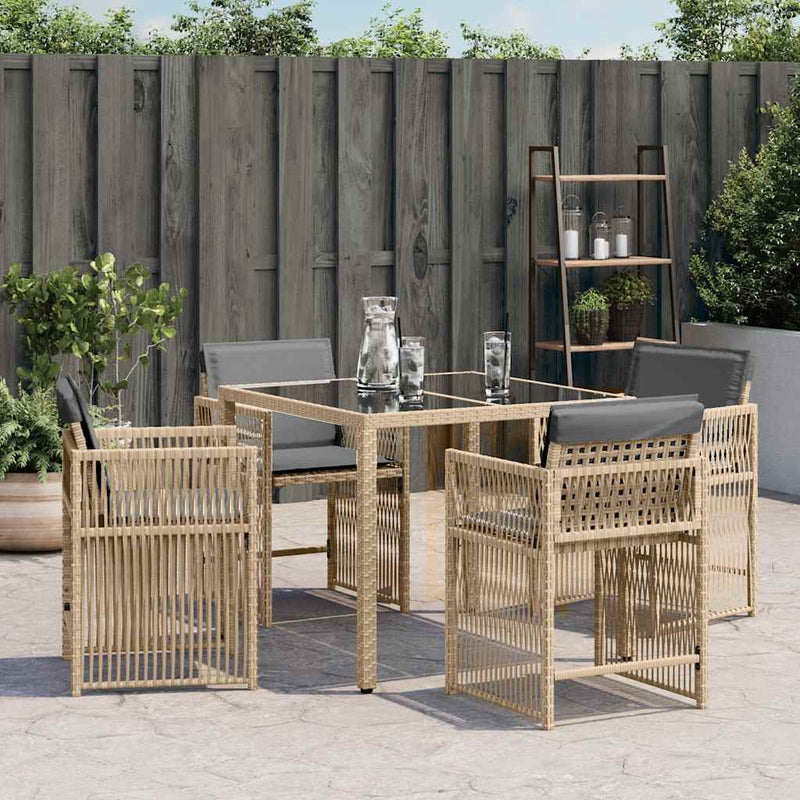 Garden Chairs with Cushions 4 pcs Mix Beige Poly Rattan