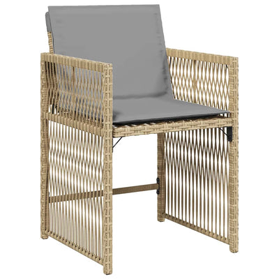 Garden Chairs with Cushions 4 pcs Mix Beige Poly Rattan