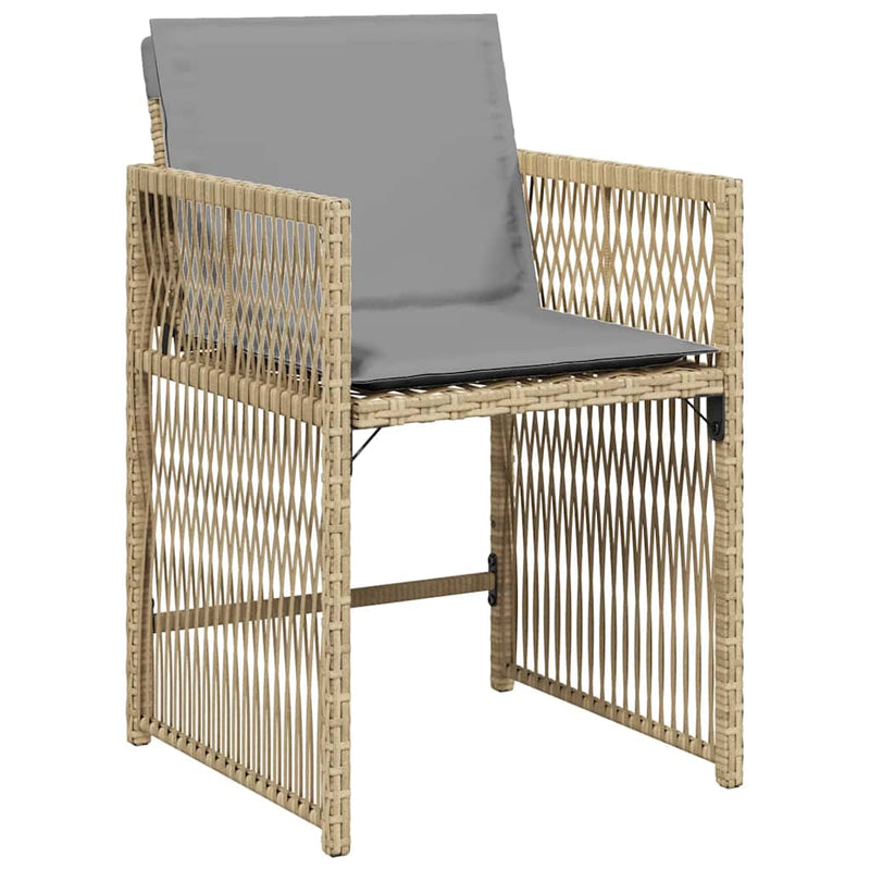 Garden Chairs with Cushions 4 pcs Mix Beige Poly Rattan