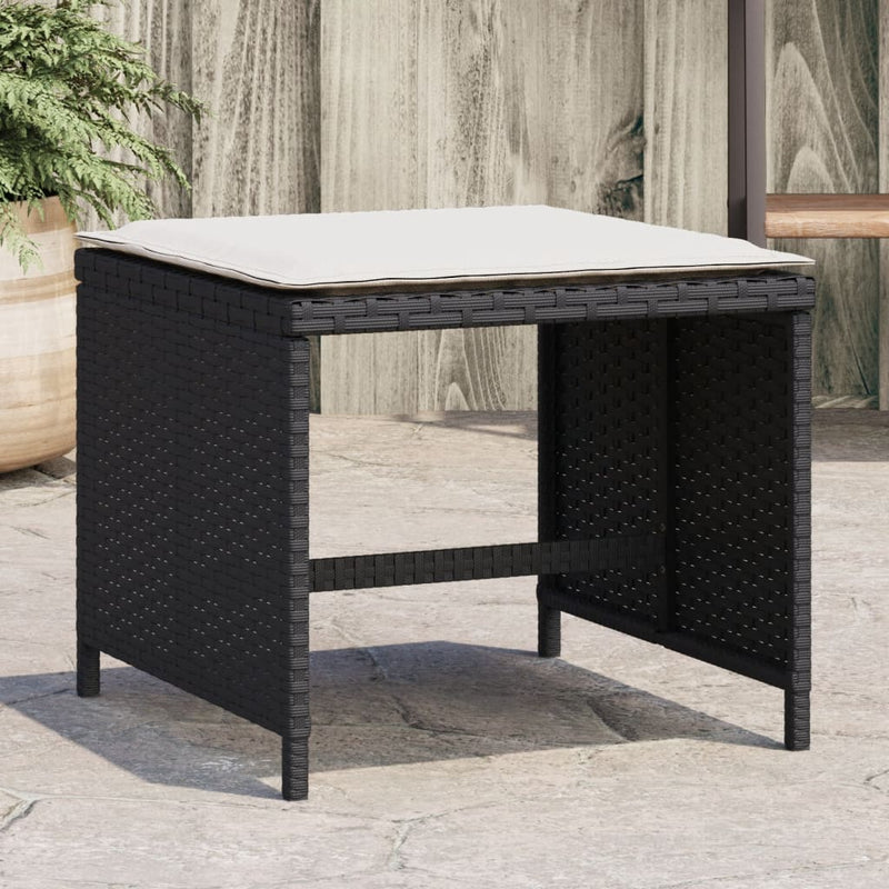 Garden Stools with Cushions 4 pcs Black 41x41x36 cm Poly Rattan