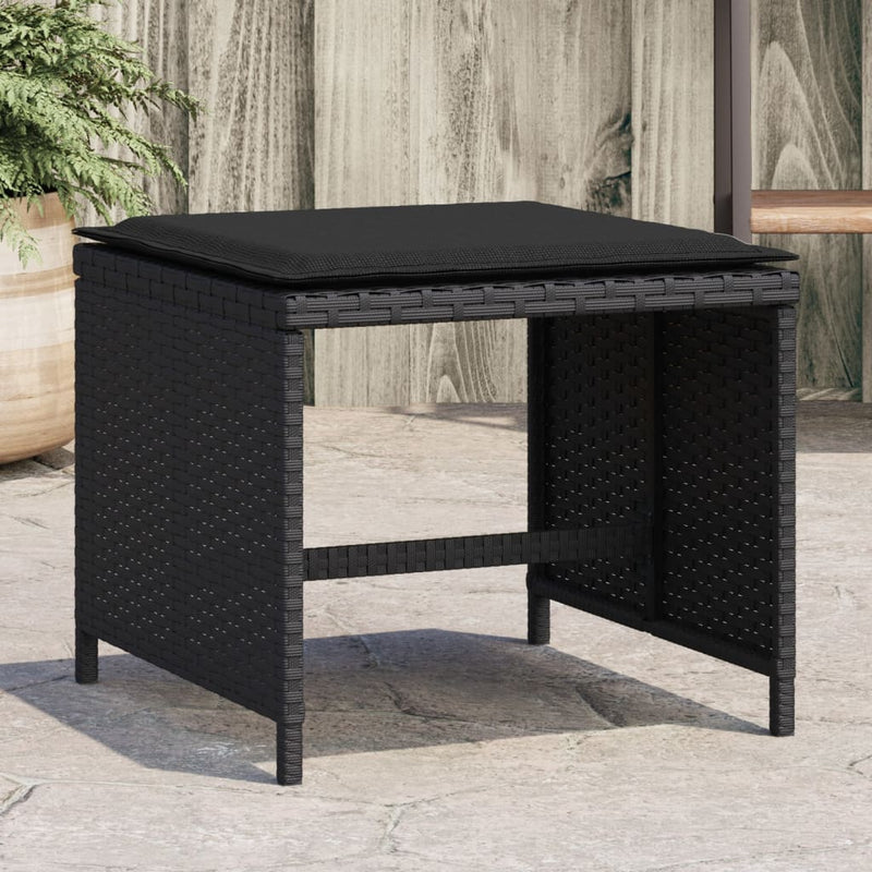 Garden Stools with Cushions 4 pcs Black 41x41x36 cm Poly Rattan