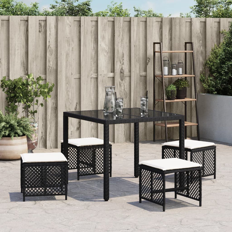 Garden Stools with Cushions 4 pcs Black 41x41x36 cm Poly Rattan