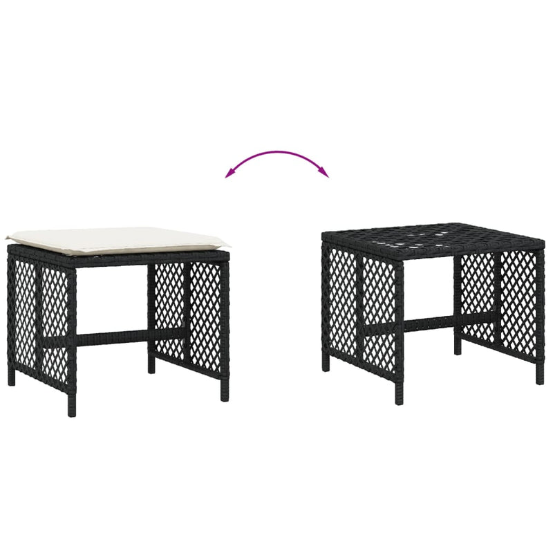 Garden Stools with Cushions 4 pcs Black 41x41x36 cm Poly Rattan