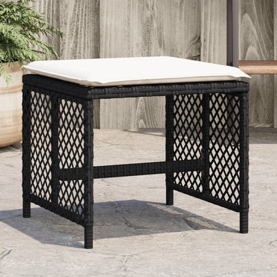 Garden Stools with Cushions 4 pcs Black 41x41x36 cm Poly Rattan