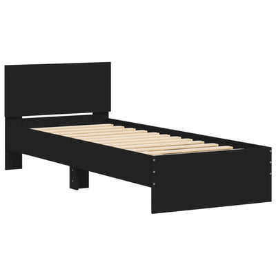 Bed Frame without Mattress with Headboard Black 90x190 cm