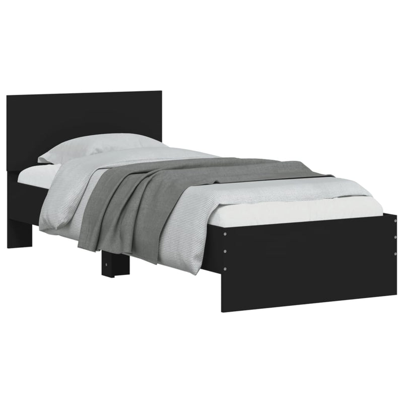 Bed Frame without Mattress with Headboard Black 90x190 cm