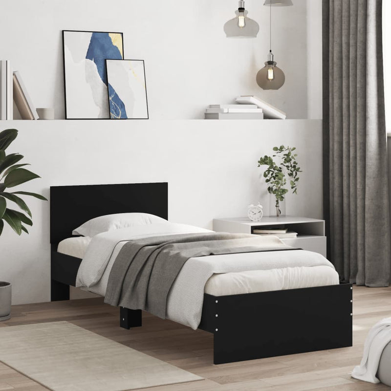 Bed Frame without Mattress with Headboard Black 90x190 cm