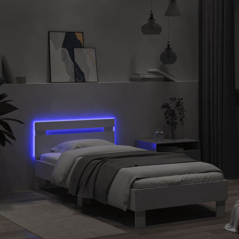 Bed Frame without Mattress with LED Lights White 90x190 cm