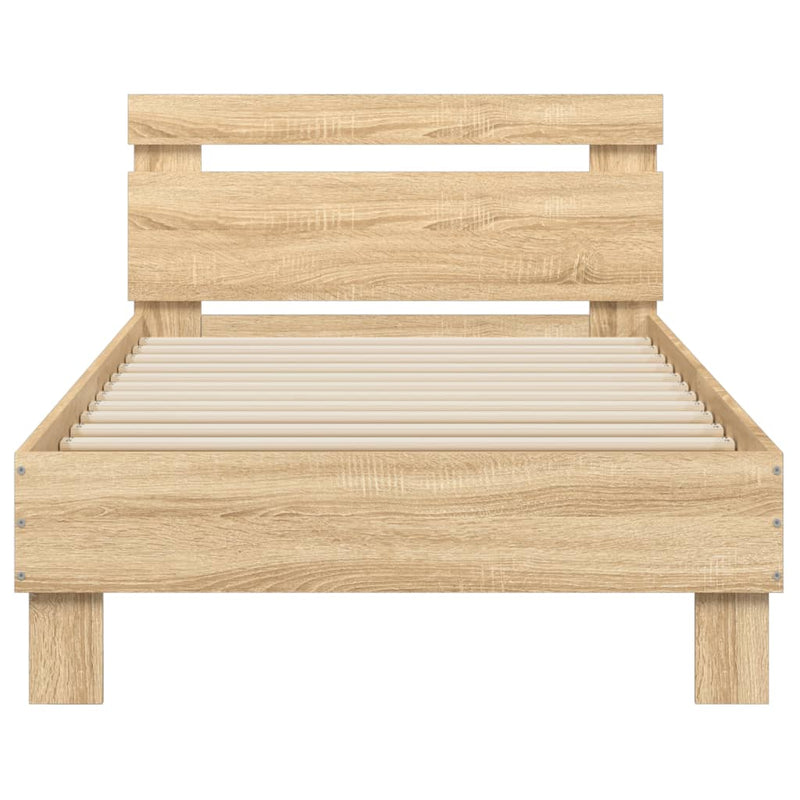 Bed Frame without Mattress with LED Lights Sonoma Oak 90x190 cm