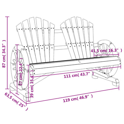 Garden Adirondack Chair 2-Seater Solid Wood Fir