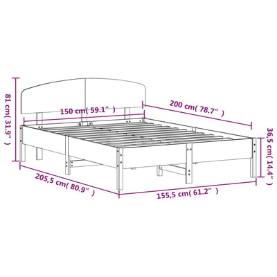 Bed Frame without Mattress 150x200 cm Solid Wood Pine