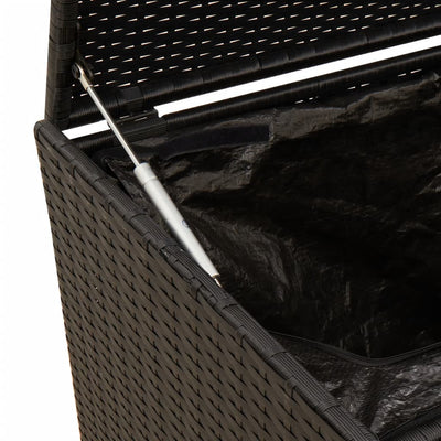 Garden Storage Box with Wheels Black 190L Poly Rattan