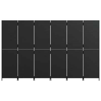 Room Divider 6 Panels Black Poly Rattan