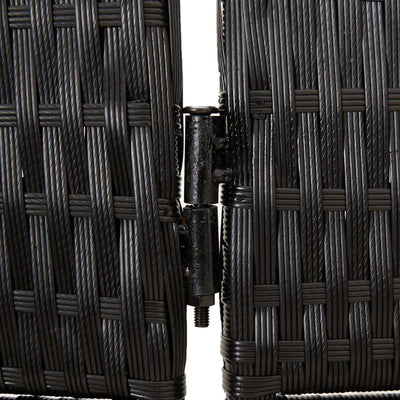 Room Divider 3 Panels Black Poly Rattan