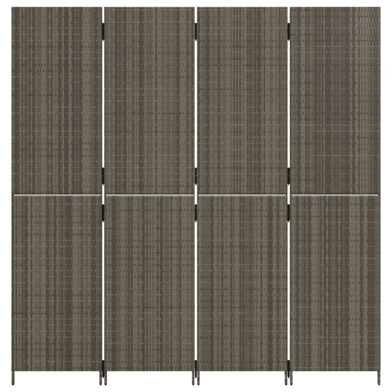 Room Divider 4 Panels Grey Poly Rattan