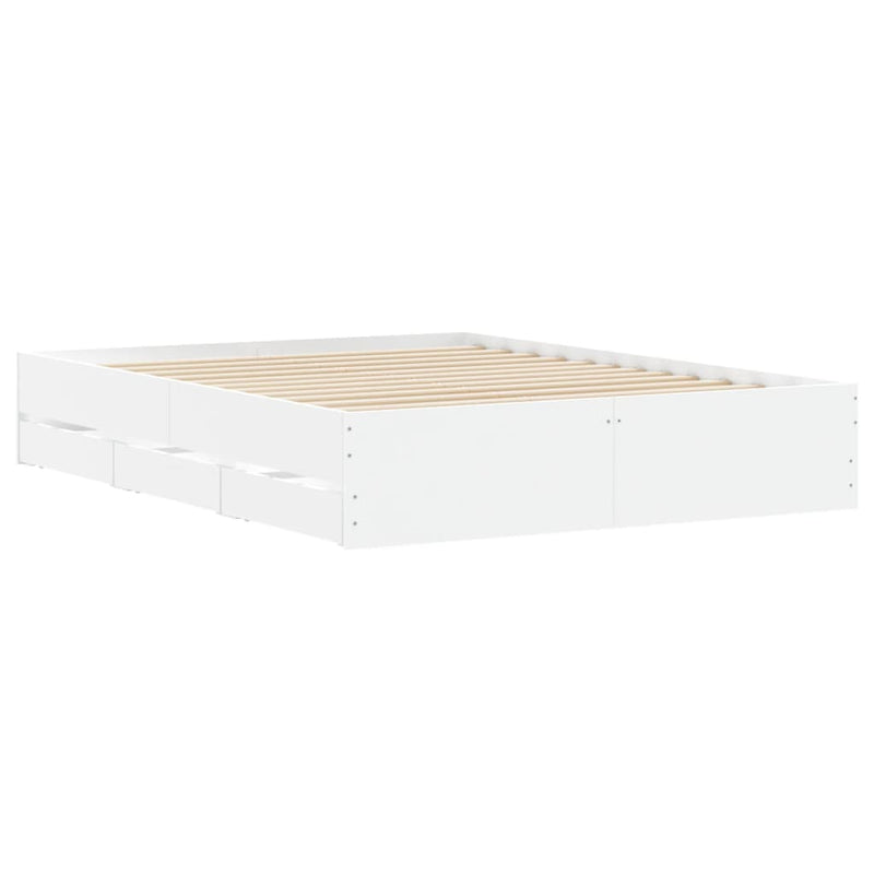 Bed Frame with Drawers without Mattress White 150x200 cm