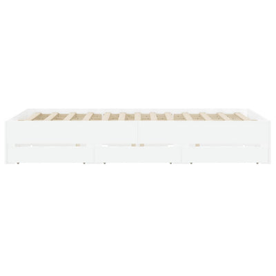 Bed Frame with Drawers without Mattress White 150x200 cm