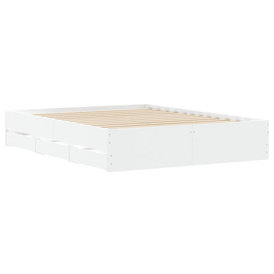 Bed Frame with Drawers without Mattress White 150x200 cm