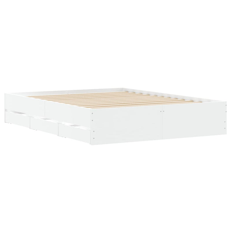 Bed Frame with Drawers without Mattress White 150x200 cm