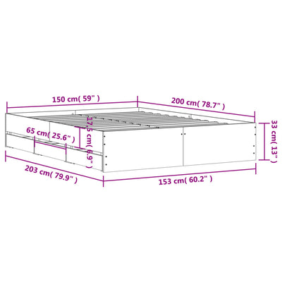 Bed Frame with Drawers without Mattress White 150x200 cm