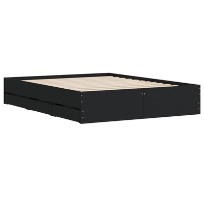 Bed Frame with Drawers without Mattress Black 150x200 cm