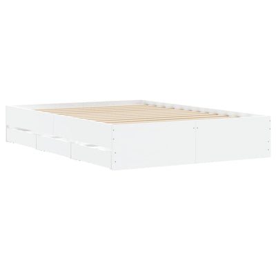 Bed Frame with Drawers without Mattress White 135x190 cm