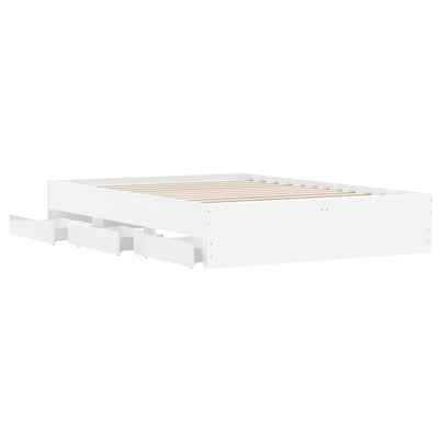 Bed Frame with Drawers without Mattress White 135x190 cm