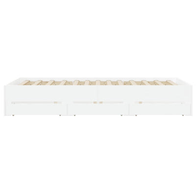 Bed Frame with Drawers without Mattress White 135x190 cm