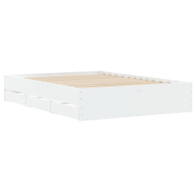 Bed Frame with Drawers without Mattress White 135x190 cm