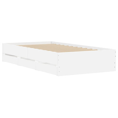 Bed Frame with Drawers without Mattress White 90x190 cm