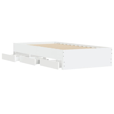 Bed Frame with Drawers without Mattress White 90x190 cm