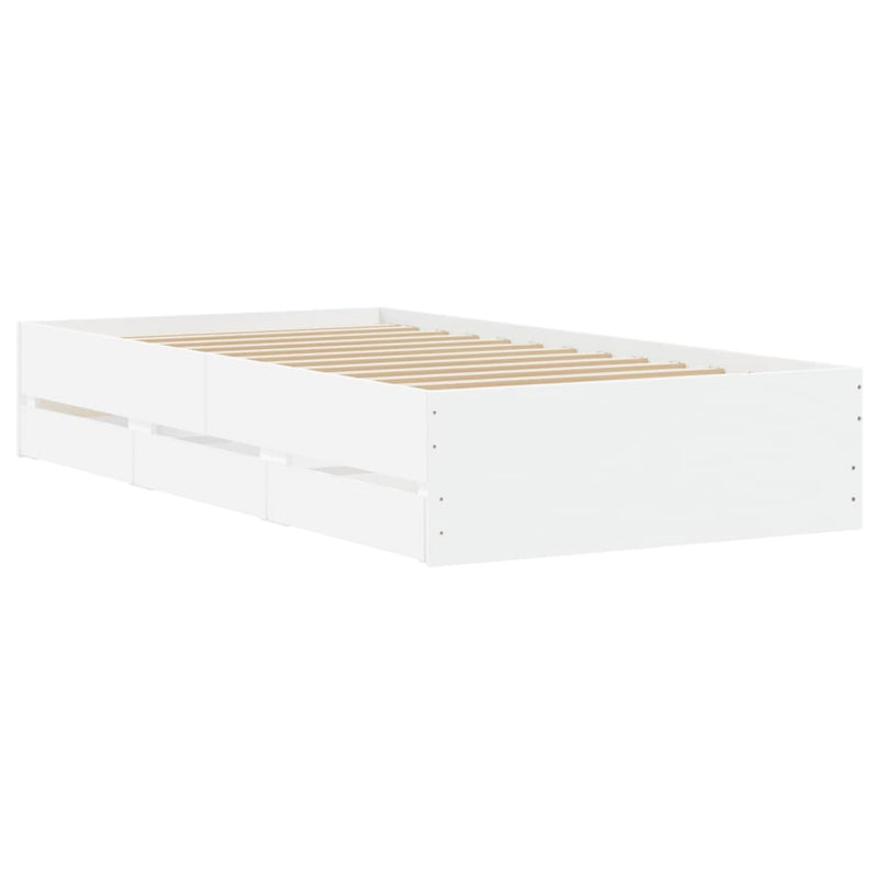 Bed Frame with Drawers without Mattress White 90x190 cm