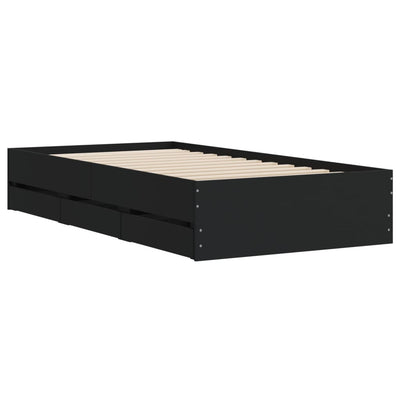 Bed Frame with Drawers without Mattress Black 90x190 cm