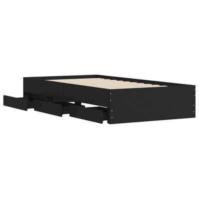 Bed Frame with Drawers without Mattress Black 90x190 cm