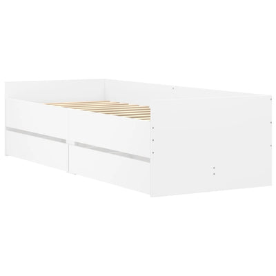 Bed Frame with Drawers without Mattress White 90x190 cm