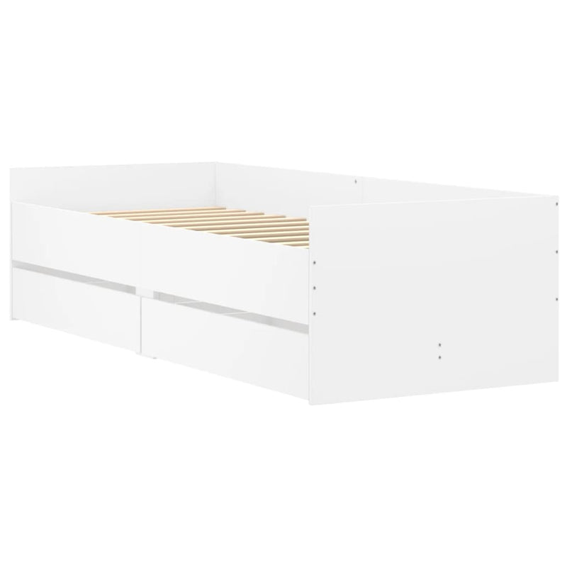 Bed Frame with Drawers without Mattress White 90x190 cm