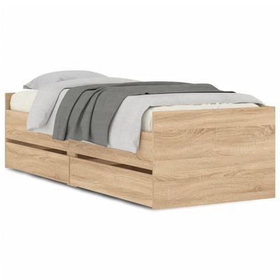 Bed Frame with Drawers without Mattress Sonoma Oak 90x190 cm