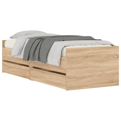 Bed Frame with Drawers without Mattress Sonoma Oak 90x190 cm