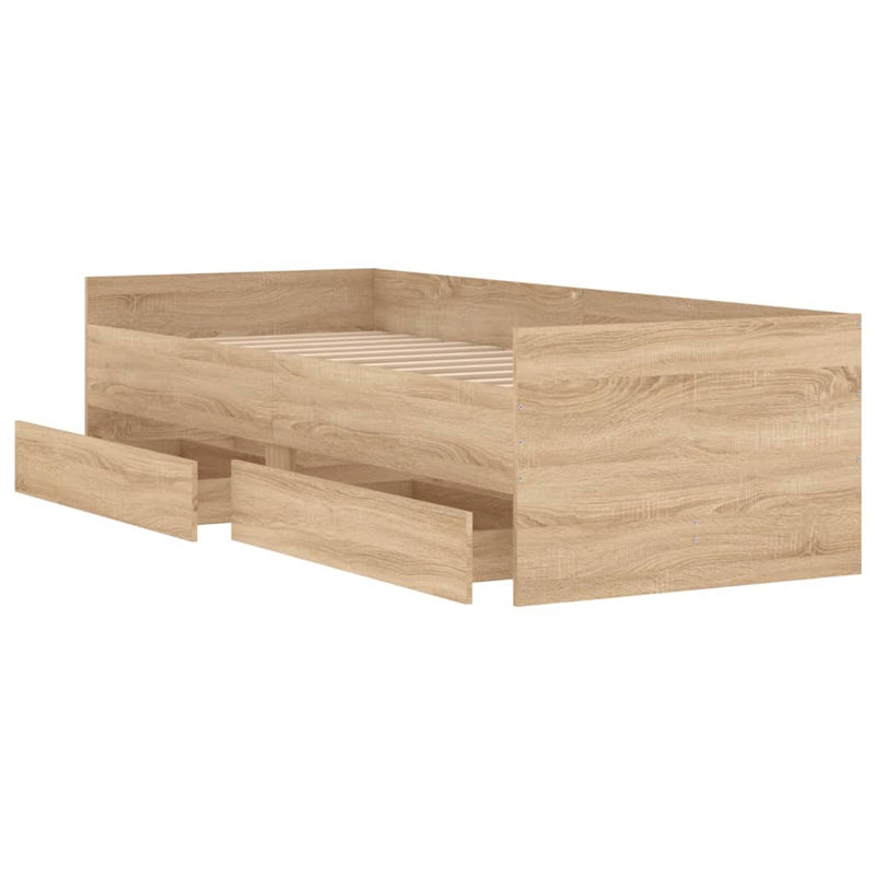 Bed Frame with Drawers without Mattress Sonoma Oak 90x190 cm