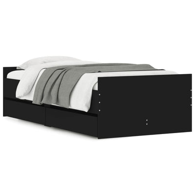 Bed Frame with Drawers without Mattress Black 90x190 cm