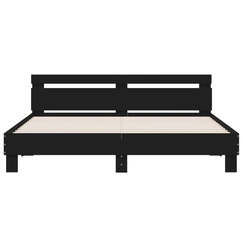 Bed Frame with Headboard Black 183x203 cm King Size Engineered Wood