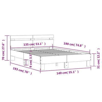 Bed Frame without Mattress Sonoma Oak 135x190 cm