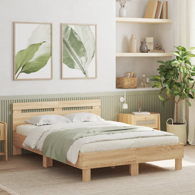 Bed Frame without Mattress Sonoma Oak 135x190 cm