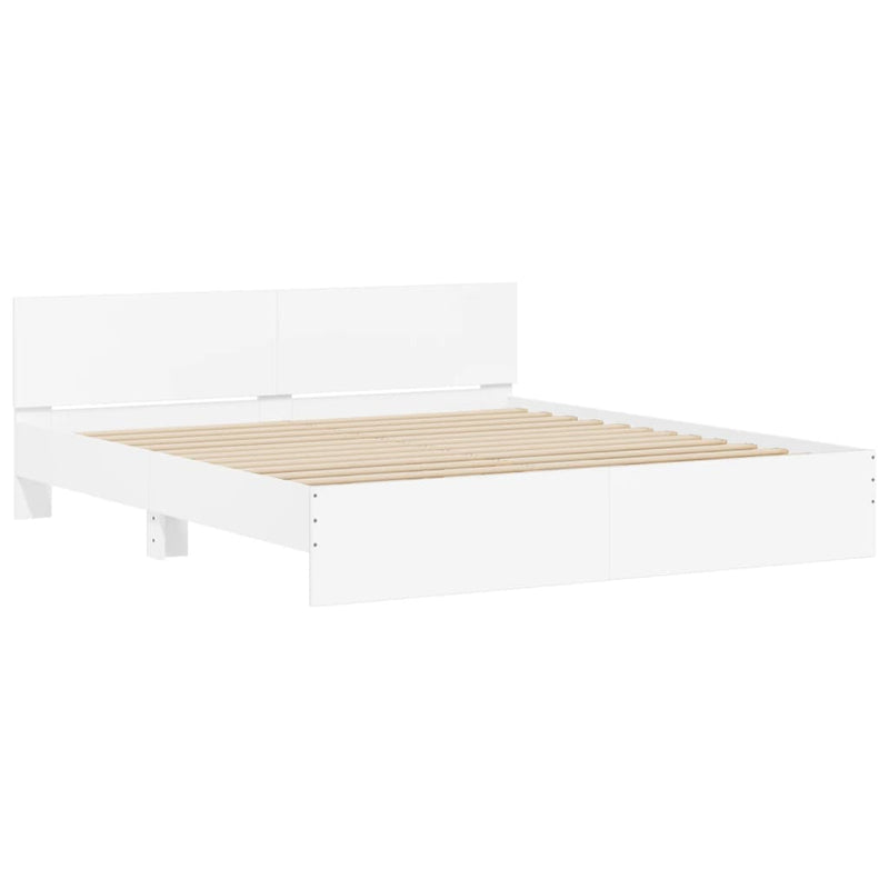 Bed Frame with Headboard White 183x203 cm King Size