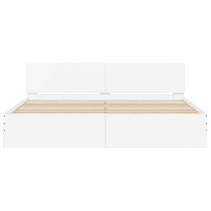Bed Frame with Headboard White 183x203 cm King Size