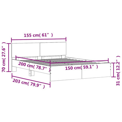 Bed Frame without Mattress Sonoma Oak 150x200 cm