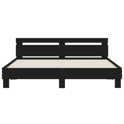 Bed Frame with LED without Mattress Black 183x203 cm King